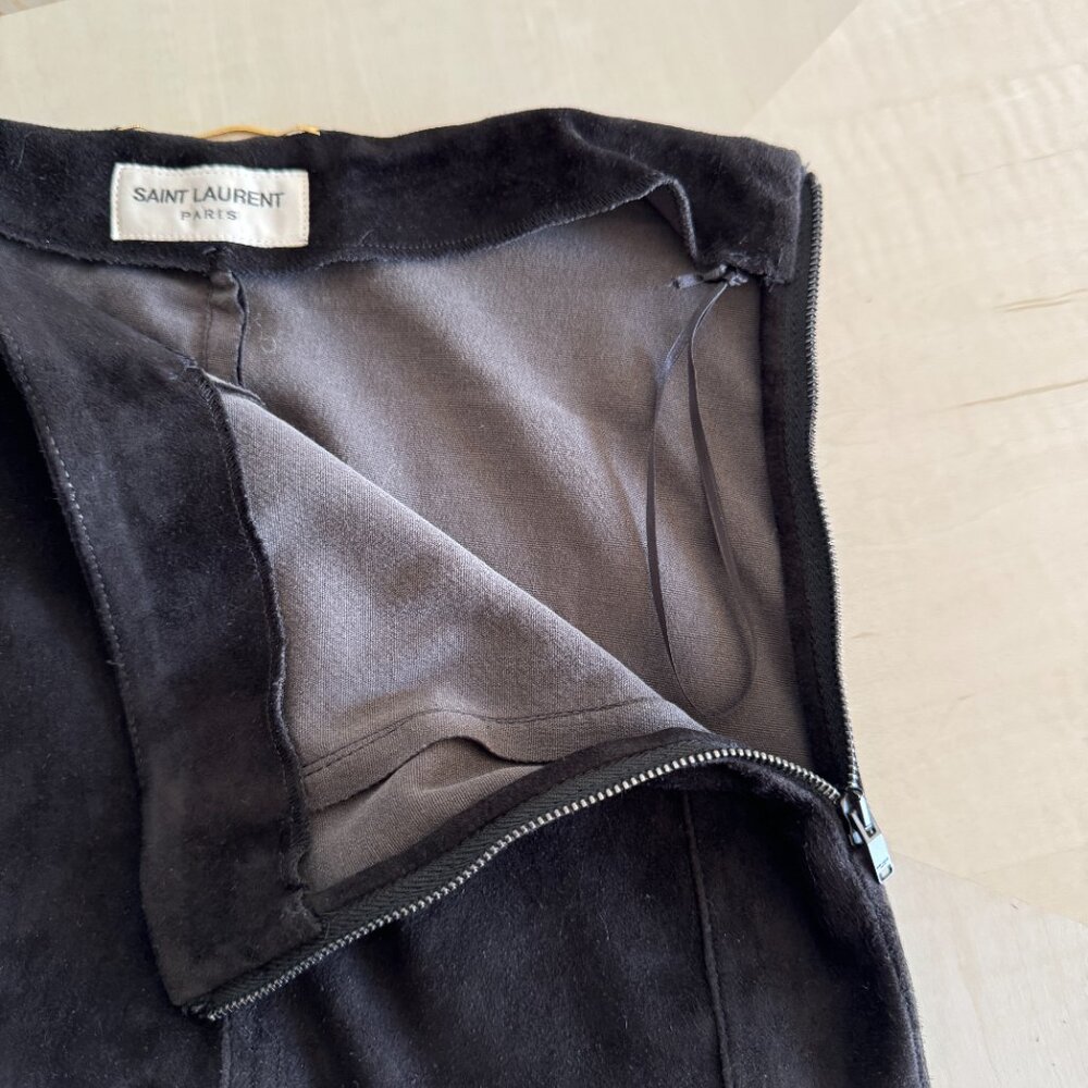 SAINT LAURENT Suede Biker Zipped Detailed Pants - Picture 6 of 13